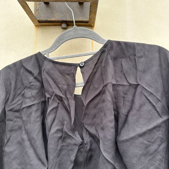 Reformation Benny Cut-out Waist Midi Dress Black Flared Flounce Sleeves Sz 12 - Picture 7 of 11